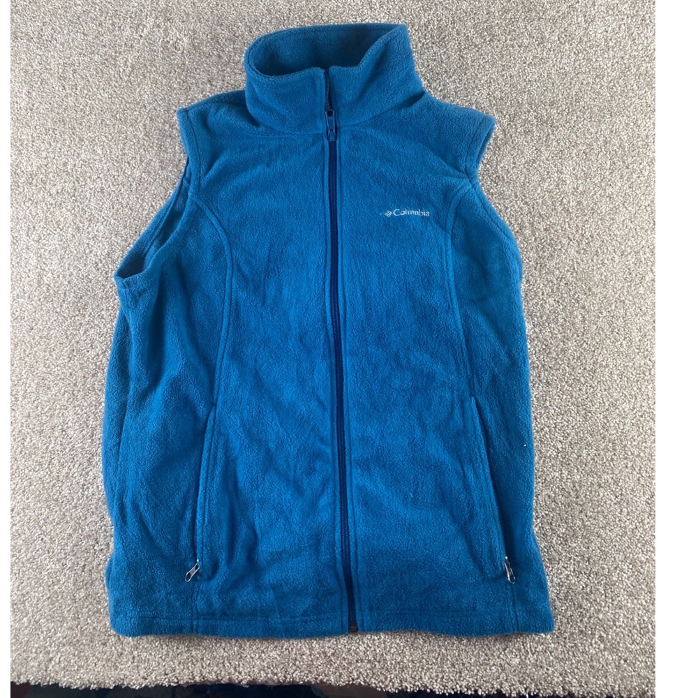Columbia Benton Springs Fleece Vest Womens Large Blue Full Zip Sleeveless Jacket